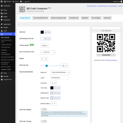 Page screenshot: QR Composer &lsaquo; Test site &mdash; WordPress