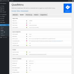 Page screenshot: QuadMenu → System
