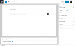 Page screenshot: Add New Page &lsaquo; Test site &mdash; WordPress