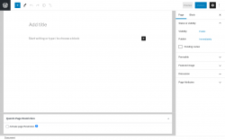 Page screenshot: Add New Page &lsaquo; Test site &mdash; WordPress