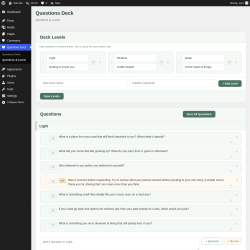 Page screenshot: Questions Deck &rarr; Questions & Levels