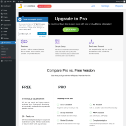 Page screenshot: WP QUADS → Upgrade to PRO