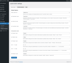 Page screenshot: Quick AJAX → Settings & Features