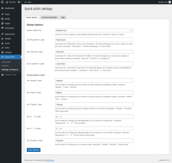 Page screenshot: Quick AJAX → Settings & Features