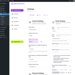 Page screenshot: Quill Booking &rarr; Settings