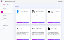 Page screenshot: Quill Forms → Addons