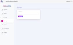Page screenshot: Quill Forms → License