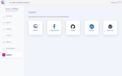 Page screenshot: Quill Forms → Support