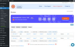 Page screenshot: Quiz Maker → Results → Reviews