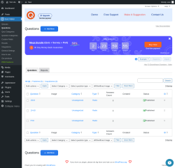 Page screenshot: Quiz Maker → Questions