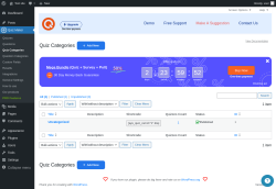 Page screenshot: Quiz Maker → Quiz Categories