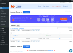 Page screenshot: Quiz Maker → Question Categories