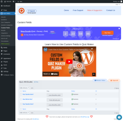 Page screenshot: Quiz Maker → Custom Fields