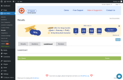 Page screenshot: Quiz Maker → Results → Leaderboard