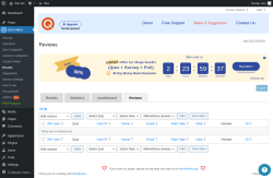 Page screenshot: Quiz Maker → Results → Reviews