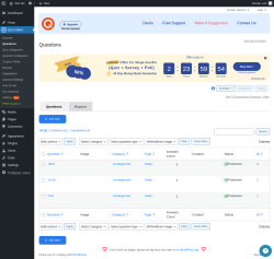 Page screenshot: Quiz Maker → Questions