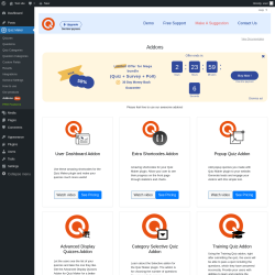 Page screenshot: Quiz Maker → AddonsNew