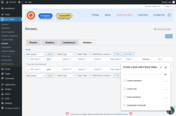 Page screenshot: Quiz Maker → Results → Reviews