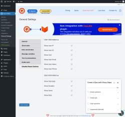 Page screenshot: Quiz Maker → General Settings → 
                            Detailed Report Options                        