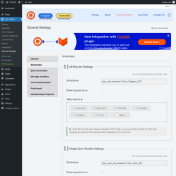 Page screenshot: Quiz Maker → General Settings → 
                            Shortcodes                        