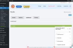 Page screenshot: Quiz Maker → Results → Leaderboard