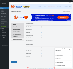 Page screenshot: Quiz Maker → General Settings → 
                            Detailed Report Options                        