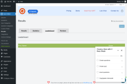 Page screenshot: Quiz Maker → Results → Leaderboard