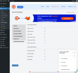 Page screenshot: Quiz Maker → General Settings → 
                            Detailed Report Options                        