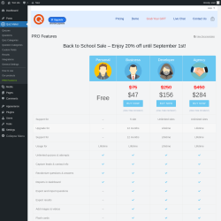 Page screenshot: Quiz Maker → PRO Features