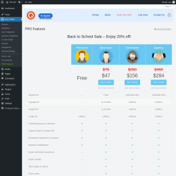 Page screenshot: Quiz Maker → PRO Features