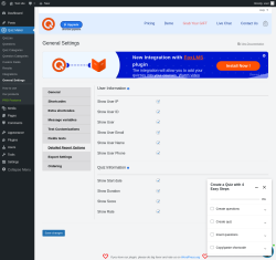 Page screenshot: Quiz Maker → General Settings → 
                            Detailed Report Options                        
