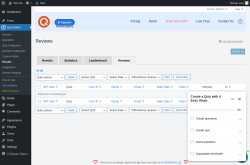 Page screenshot: Quiz Maker → Results → Reviews