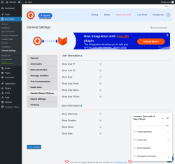Page screenshot: Quiz Maker → General Settings → 
                            Detailed Report Options                        