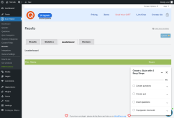 Page screenshot: Quiz Maker → Results → Leaderboard