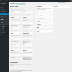 Page screenshot: Widgets &lsaquo; Test site &mdash; WordPress