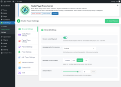 Page screenshot: Radio Player → Settings
