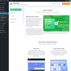 Page screenshot: Getting Started - Radio Player ‹ Test site — WordPress