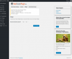 Page screenshot: Real Estate &rarr; Settings &rarr; Widget