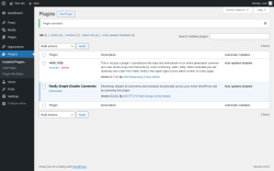 Page screenshot: Plugins ‹ Test site — WordPress