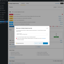 Page screenshot: Security &lsaquo; Test site &mdash; WordPress