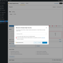 Page screenshot: Security &lsaquo; Test site &mdash; WordPress