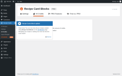 Page screenshot: Recipe Cards → AI Credits