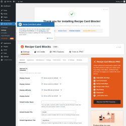 Page screenshot: Recipe Cards → Settings