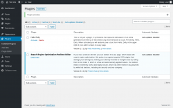 Page screenshot: Plugins &lsaquo; Test site &mdash; WordPress