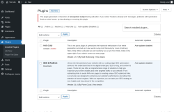 Page screenshot: Plugins &lsaquo; Test site &mdash; WordPress