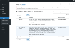 Page screenshot: Plugins &lsaquo; Test site &mdash; WordPress