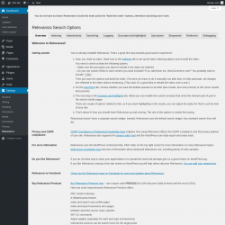 Page screenshot: Settings &rarr; Relevanssi