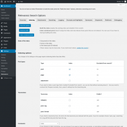 Page screenshot: Settings &rarr; Relevanssi &rarr; 
			Indexing