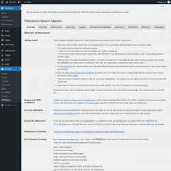 Page screenshot: Settings &rarr; Relevanssi