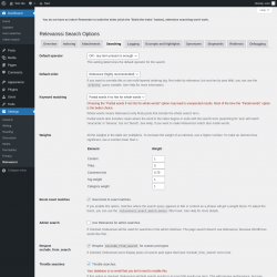 Page screenshot: Settings &rarr; Relevanssi &rarr; 
			Searching